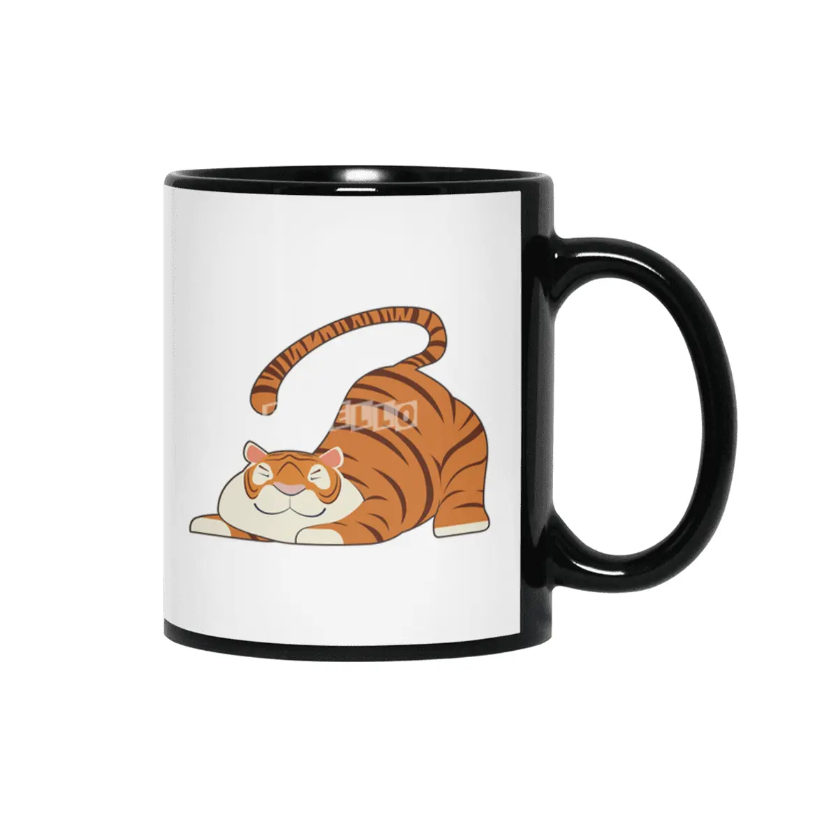 Tiger at Yoga Stretching Exercises Siyah Kupa
