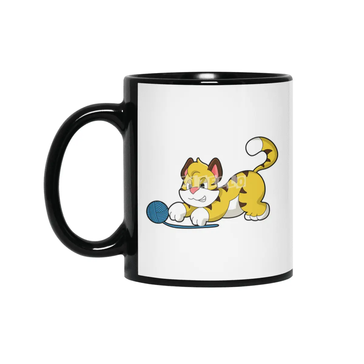 Tiger with Woll yarn ball Siyah Kupa