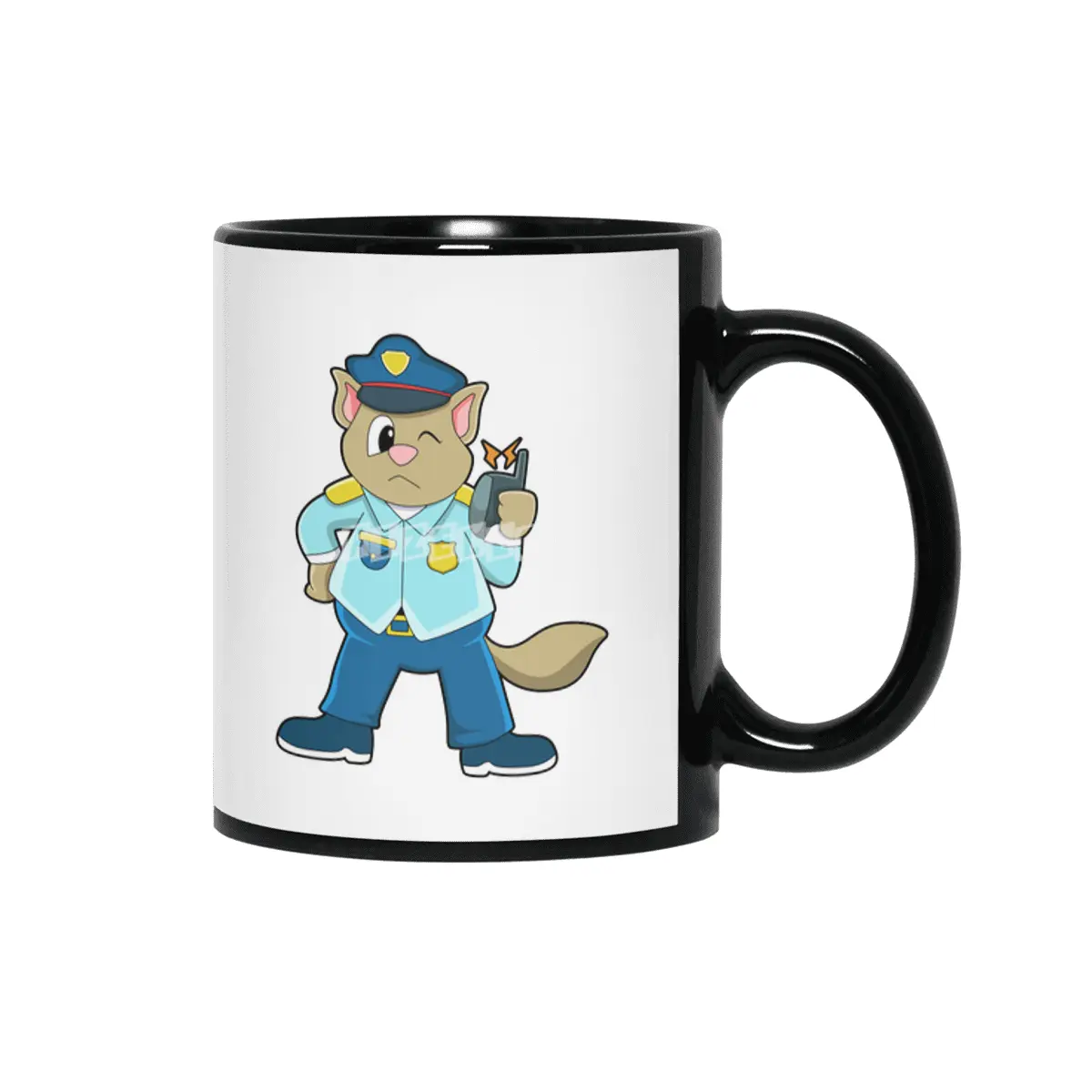 Tomcat as Police officer with Uniform & Microphone Siyah Kupa