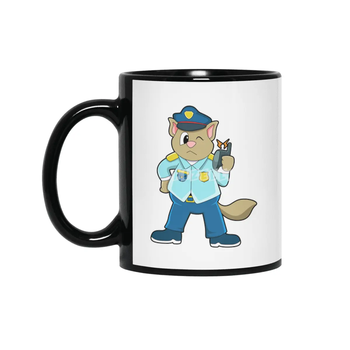 Tomcat as Police officer with Uniform & Microphone Siyah Kupa