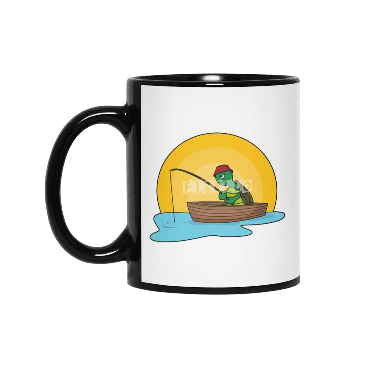 Turtle as Angler in Boat Siyah Kupa