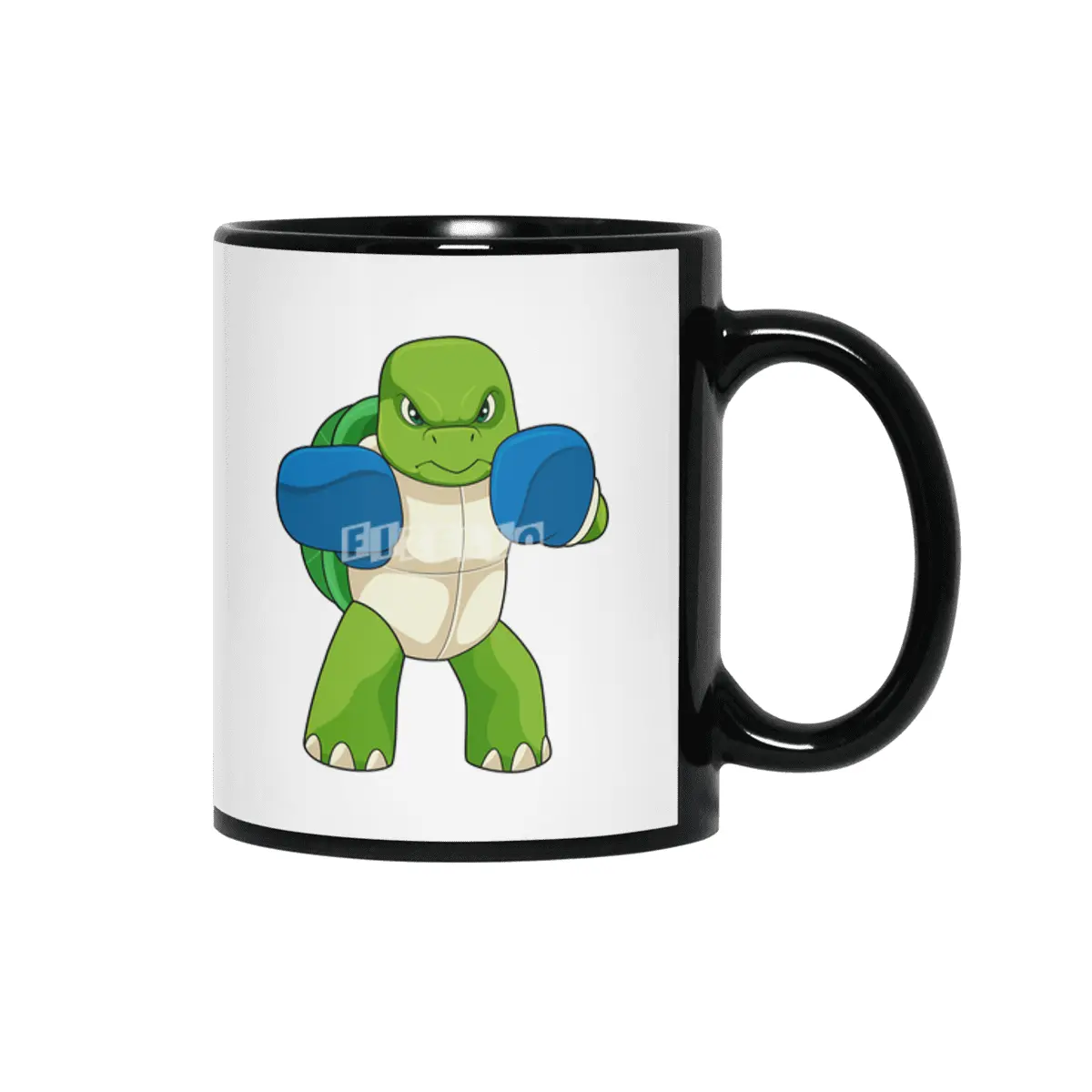 Turtle as Boxer with Boxing gloves Siyah Kupa