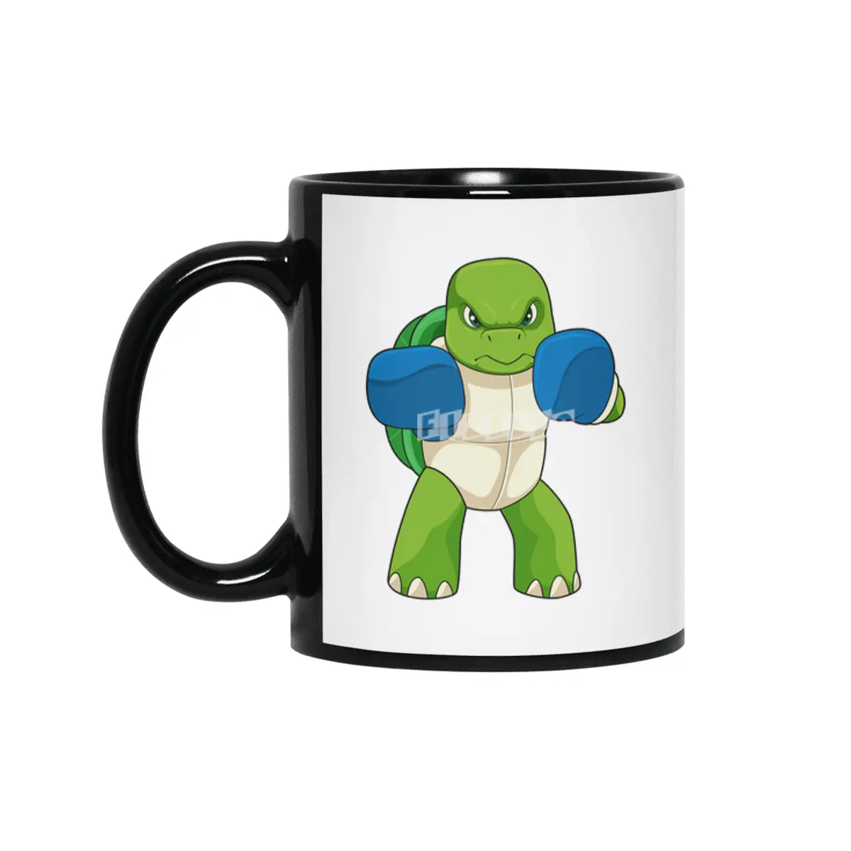 Turtle as Boxer with Boxing gloves Siyah Kupa