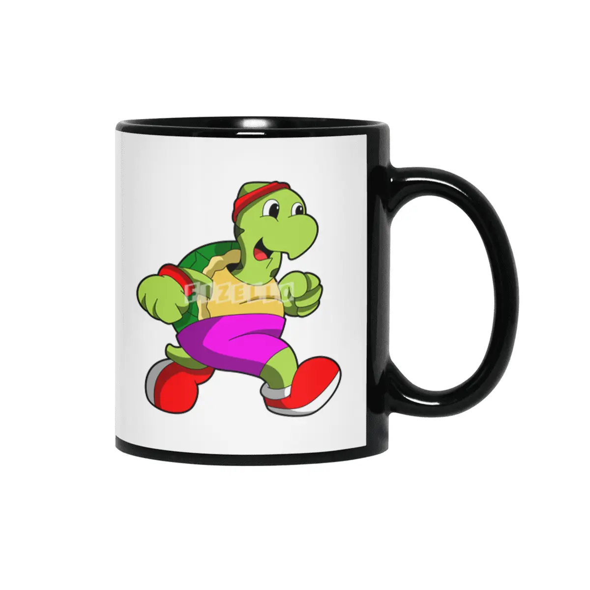 Turtle as Jogger with Headband Siyah Kupa