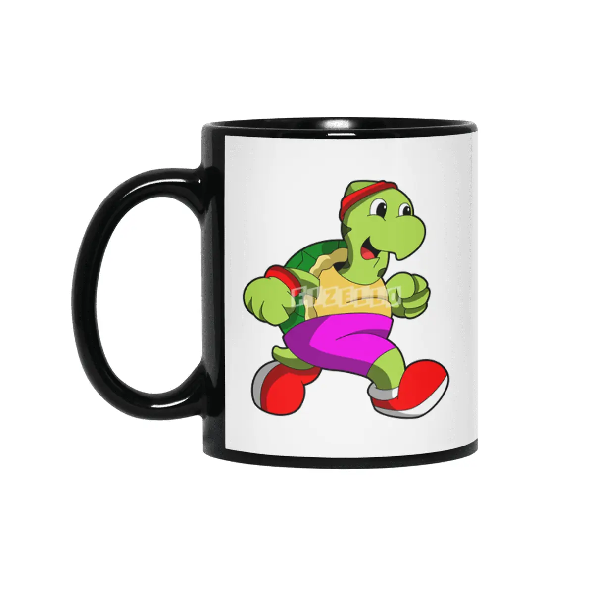 Turtle as Jogger with Headband Siyah Kupa