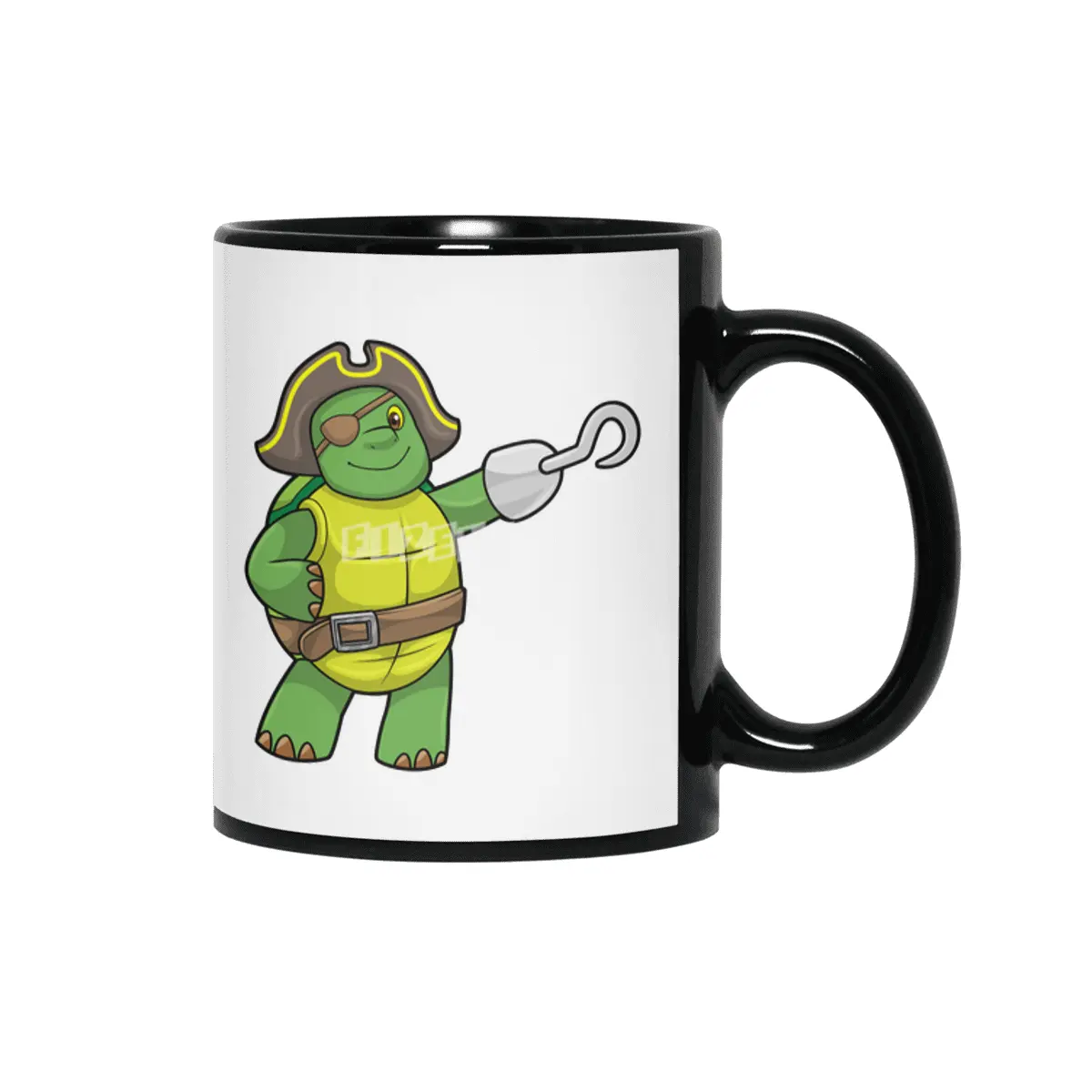 Turtle as Pirate with Hooked hand & Eye patch Siyah Kupa