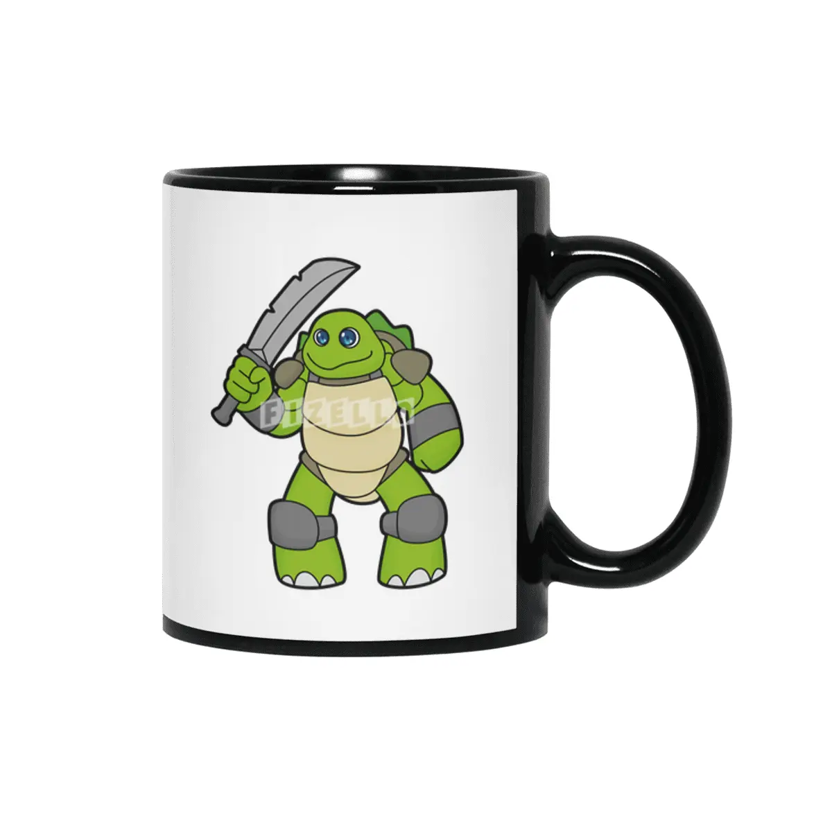 Turtle as Warrior with Sword Siyah Kupa