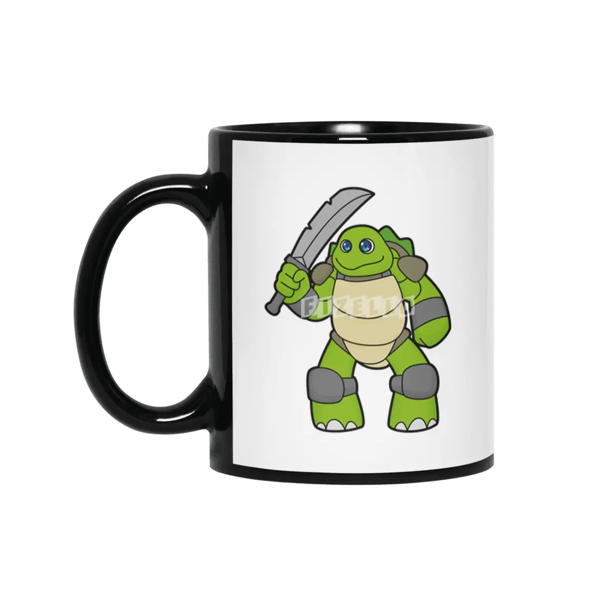 Turtle as Warrior with Sword Siyah Kupa