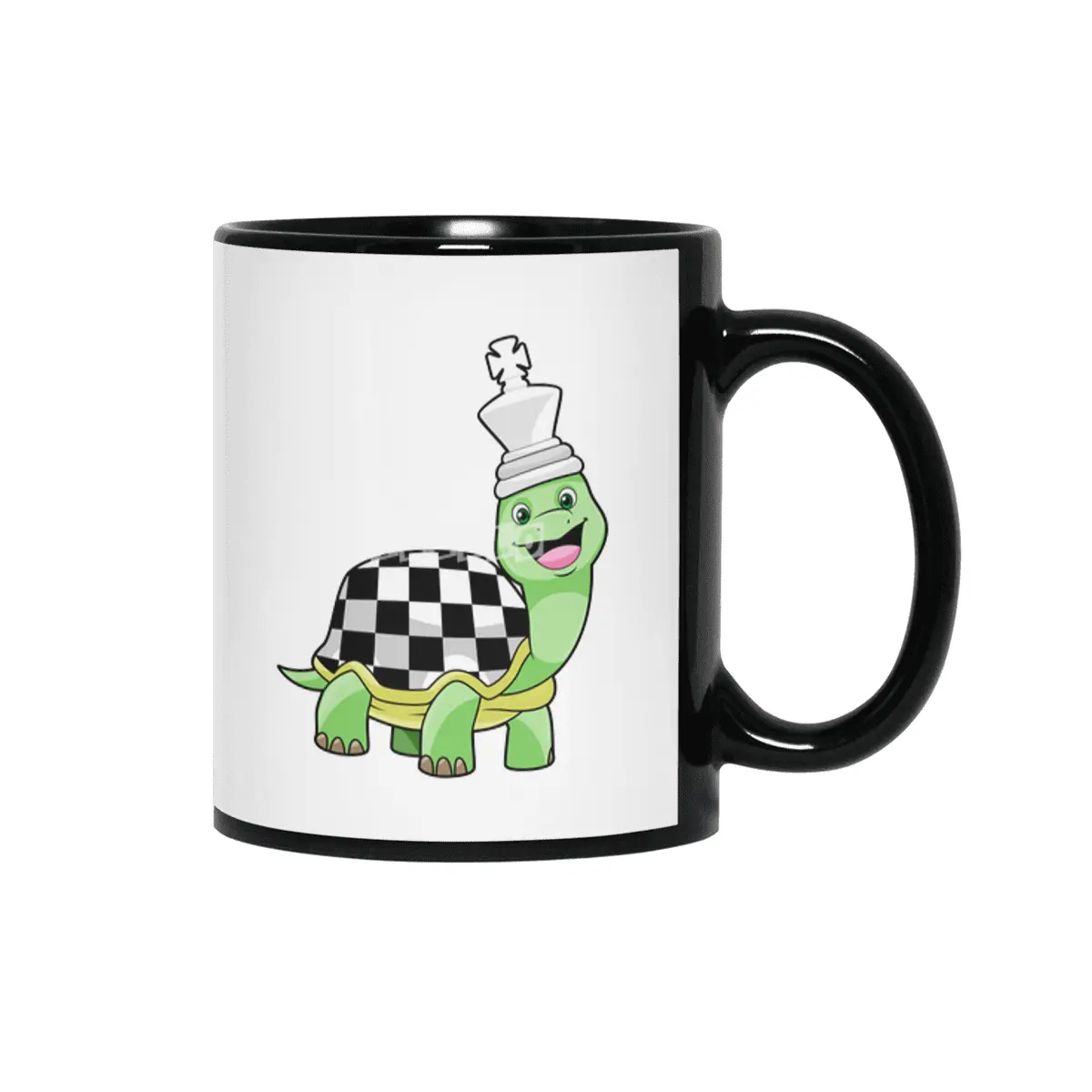 Turtle at Chess with Chess board & King Siyah Kupa
