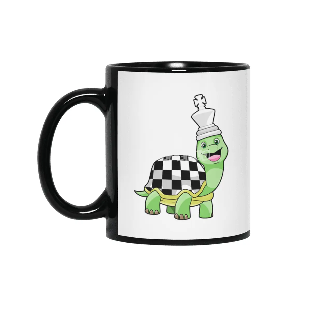 Turtle at Chess with Chess board & King Siyah Kupa