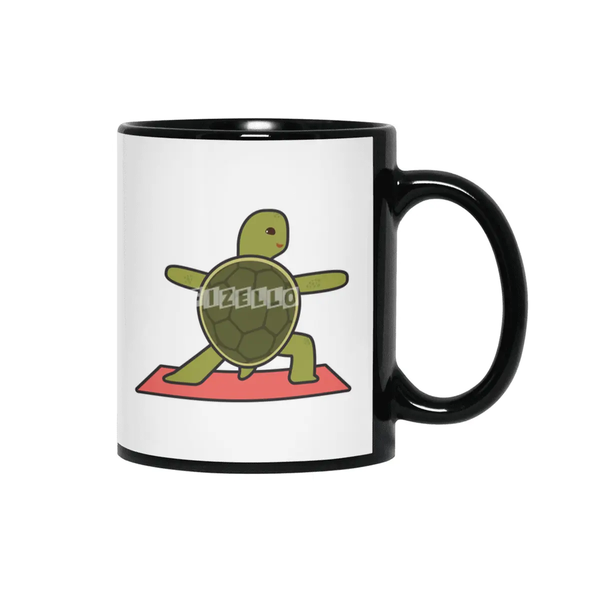 Turtle at Yoga with Yoga mat Siyah Kupa