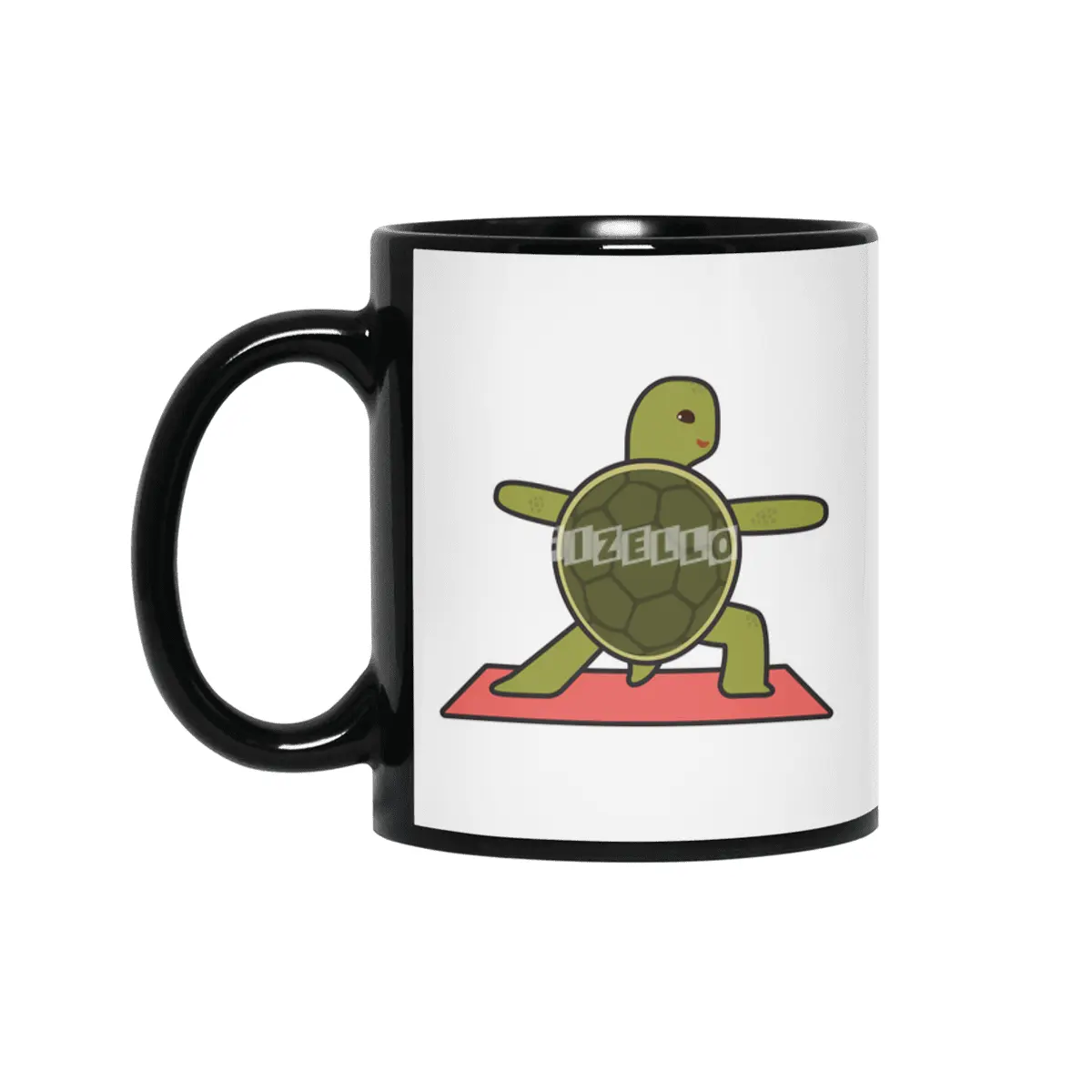 Turtle at Yoga with Yoga mat Siyah Kupa