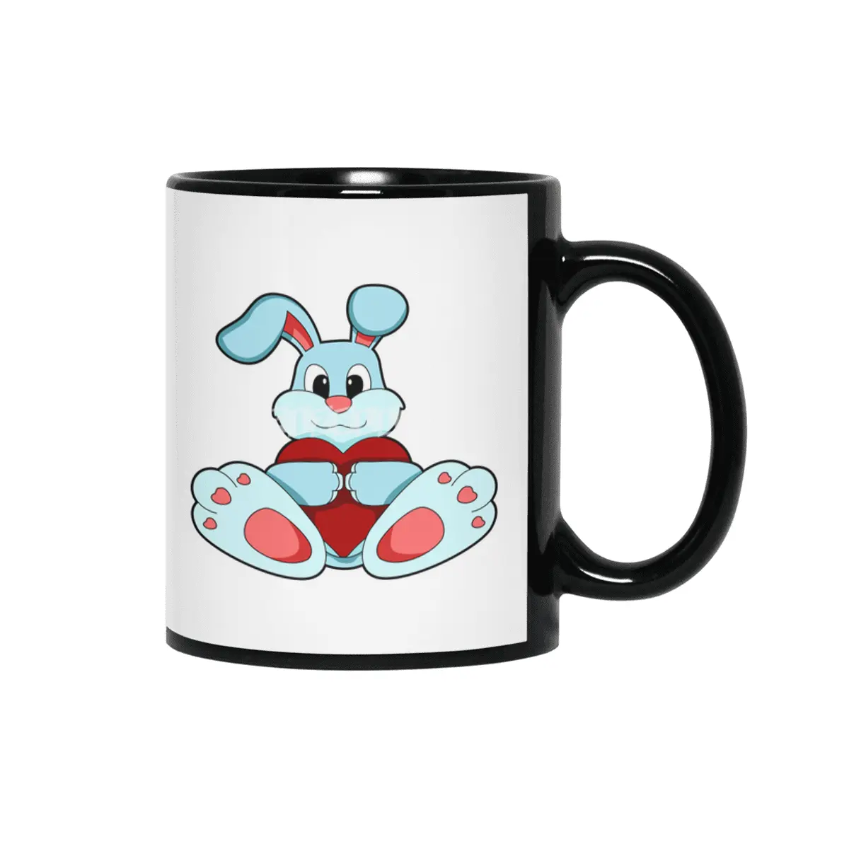 Rabbit with Heart Siyah Kupa