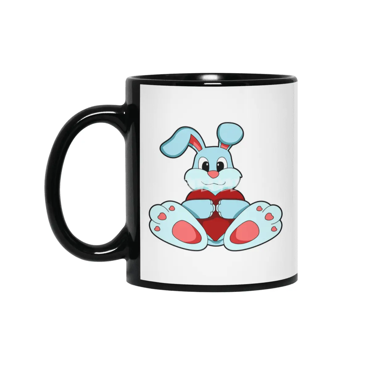 Rabbit with Heart Siyah Kupa