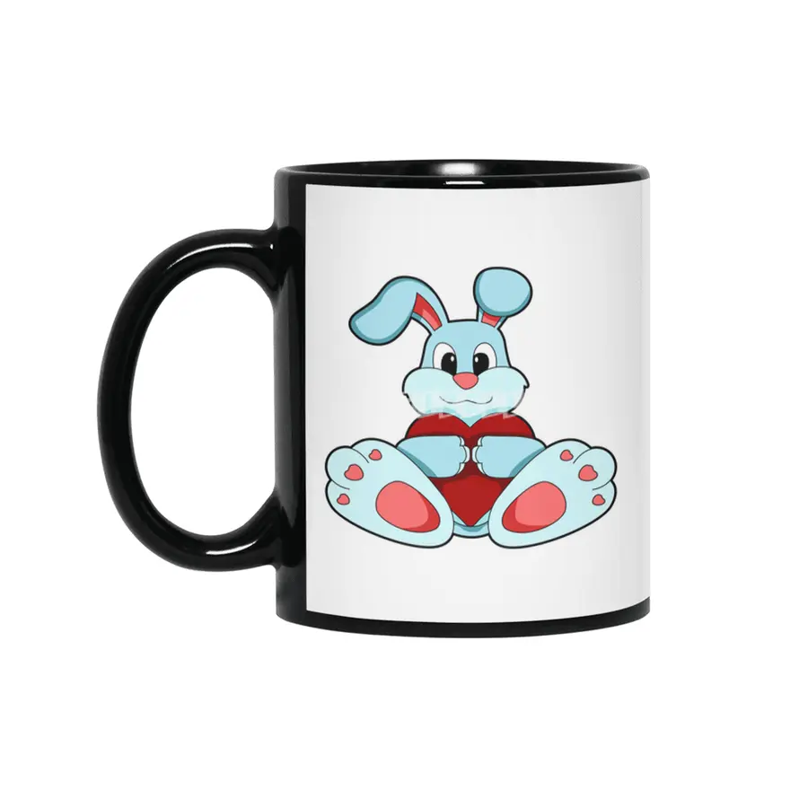 Rabbit with Heart Siyah Kupa