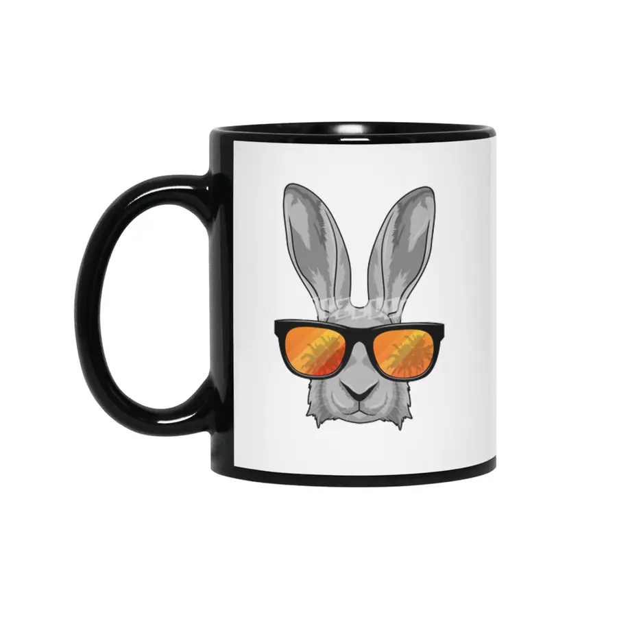 Rabbit with Sunglasses Siyah Kupa