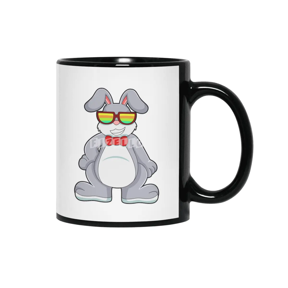 Rabbit with Sunglasses & Tie Siyah Kupa