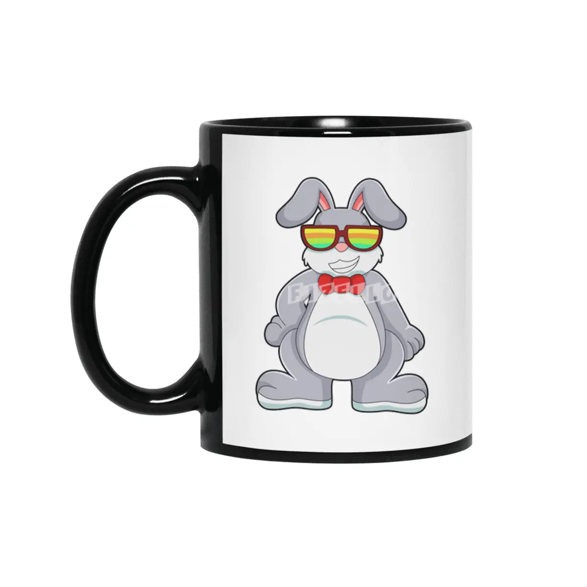 Rabbit with Sunglasses & Tie Siyah Kupa