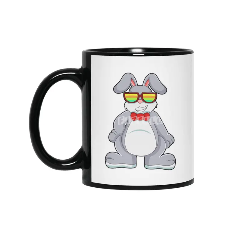 Rabbit with Sunglasses & Tie Siyah Kupa