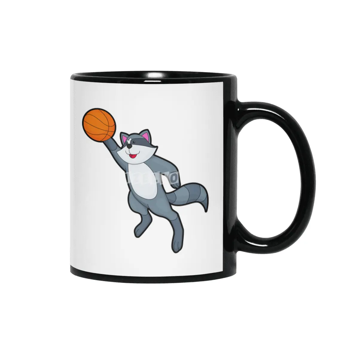 Racoon as Basketball player with Basketball Siyah Kupa