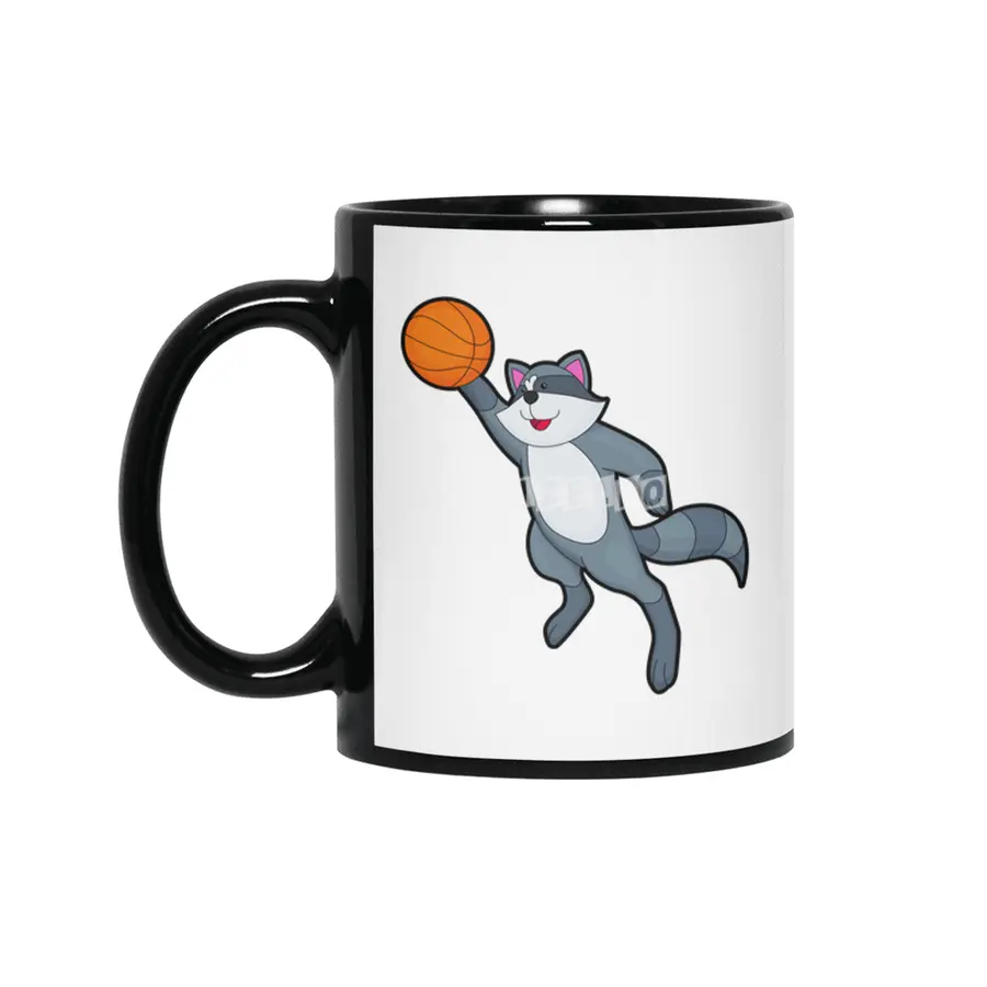 Racoon as Basketball player with Basketball Siyah Kupa