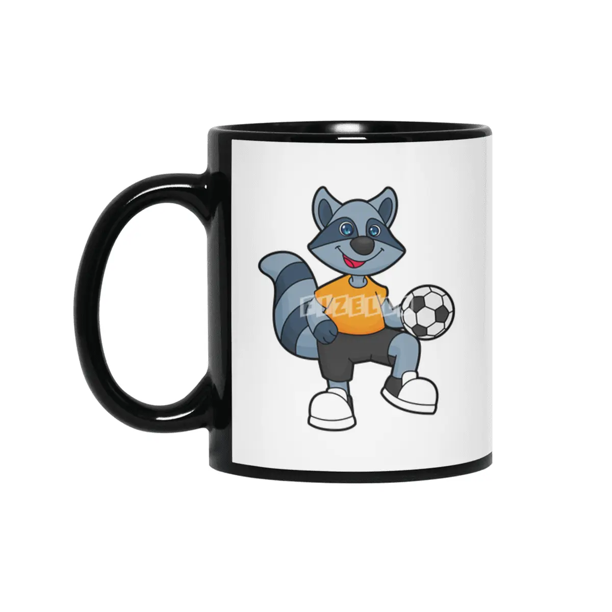 Racoon as Soccer player with Soccer ball Siyah Kupa