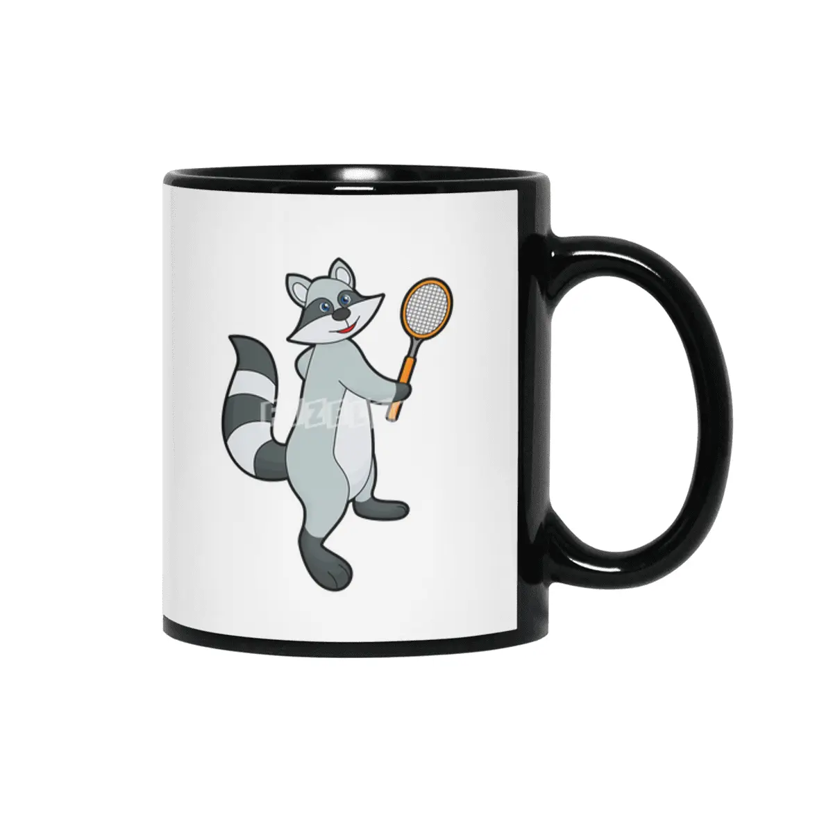 Racoon as Tennis player with Tennis racket Siyah Kupa