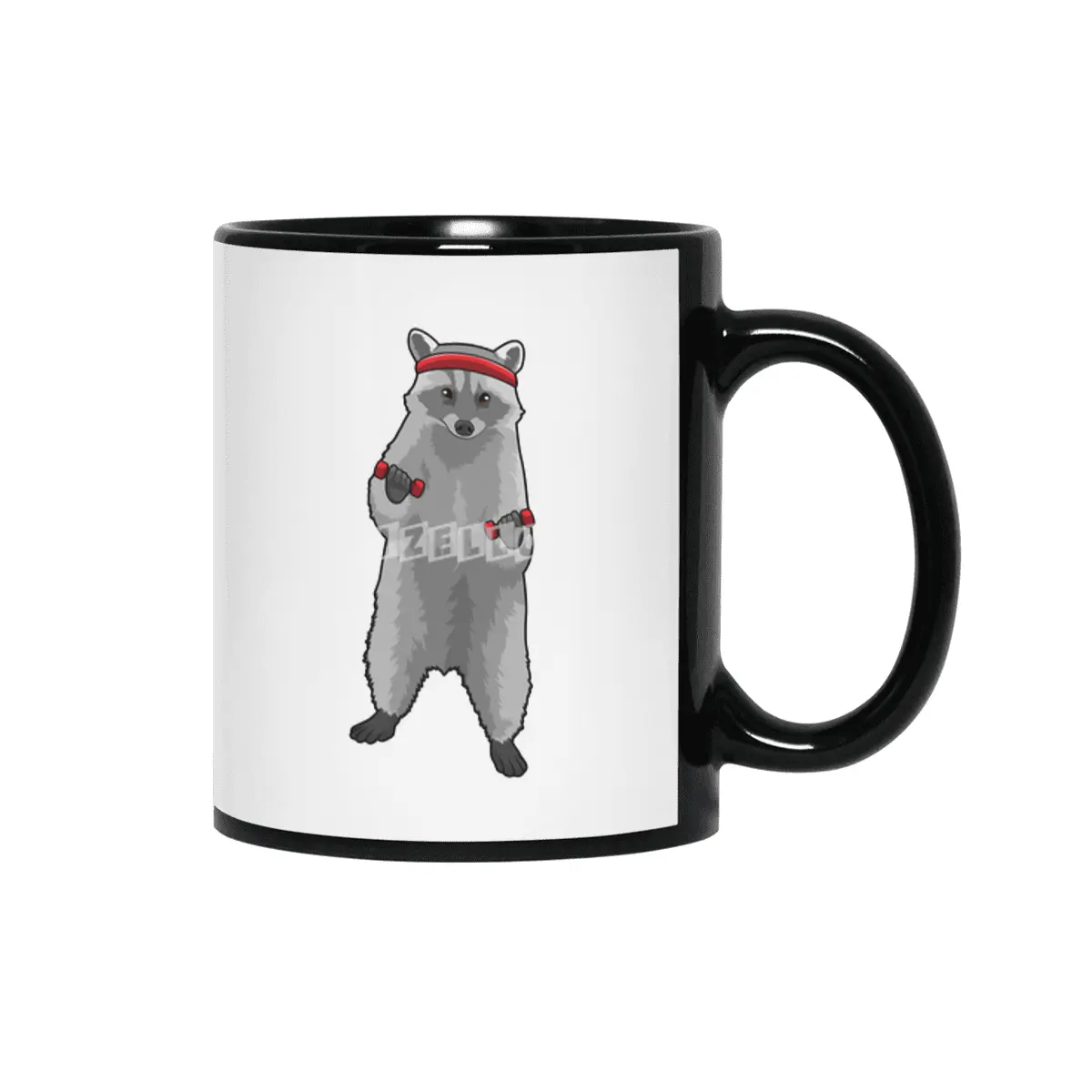 Racoon at Fitness with Dumbbells Siyah Kupa