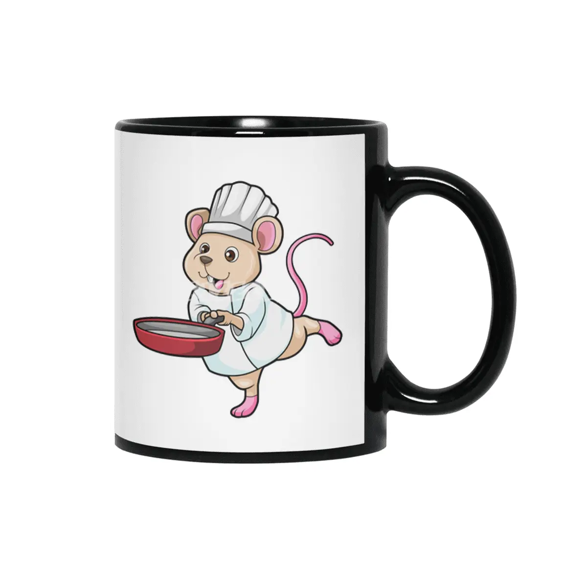 Rat as Cook with Pan & Cooking hat Siyah Kupa