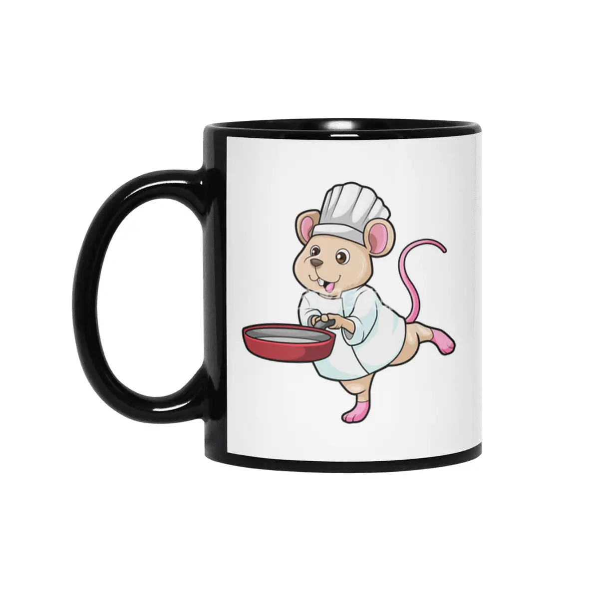 Rat as Cook with Pan & Cooking hat Siyah Kupa