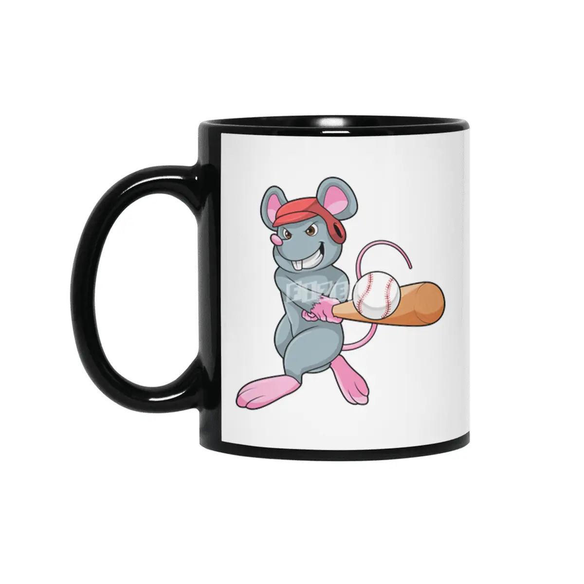 Rat at Baseball with Baseball bat & Helmet Siyah Kupa