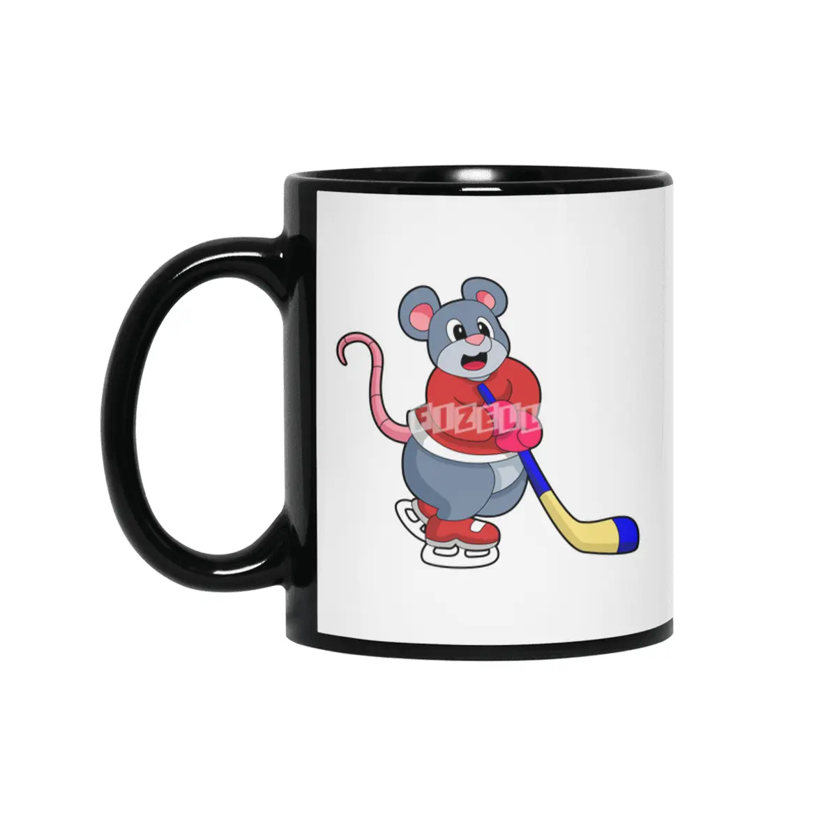 Rat at Ice hockey with Ice hockey stick Siyah Kupa