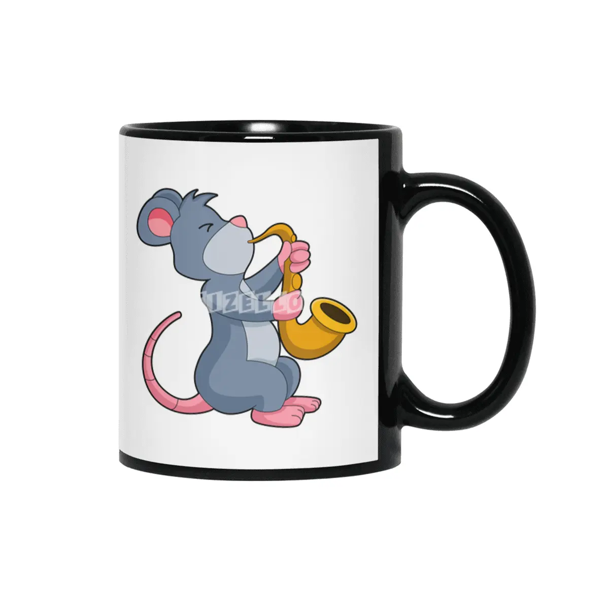 Rat at Music with Saxophone Siyah Kupa