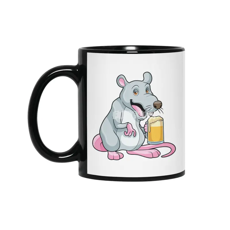 Rat with Glass of Beer Siyah Kupa