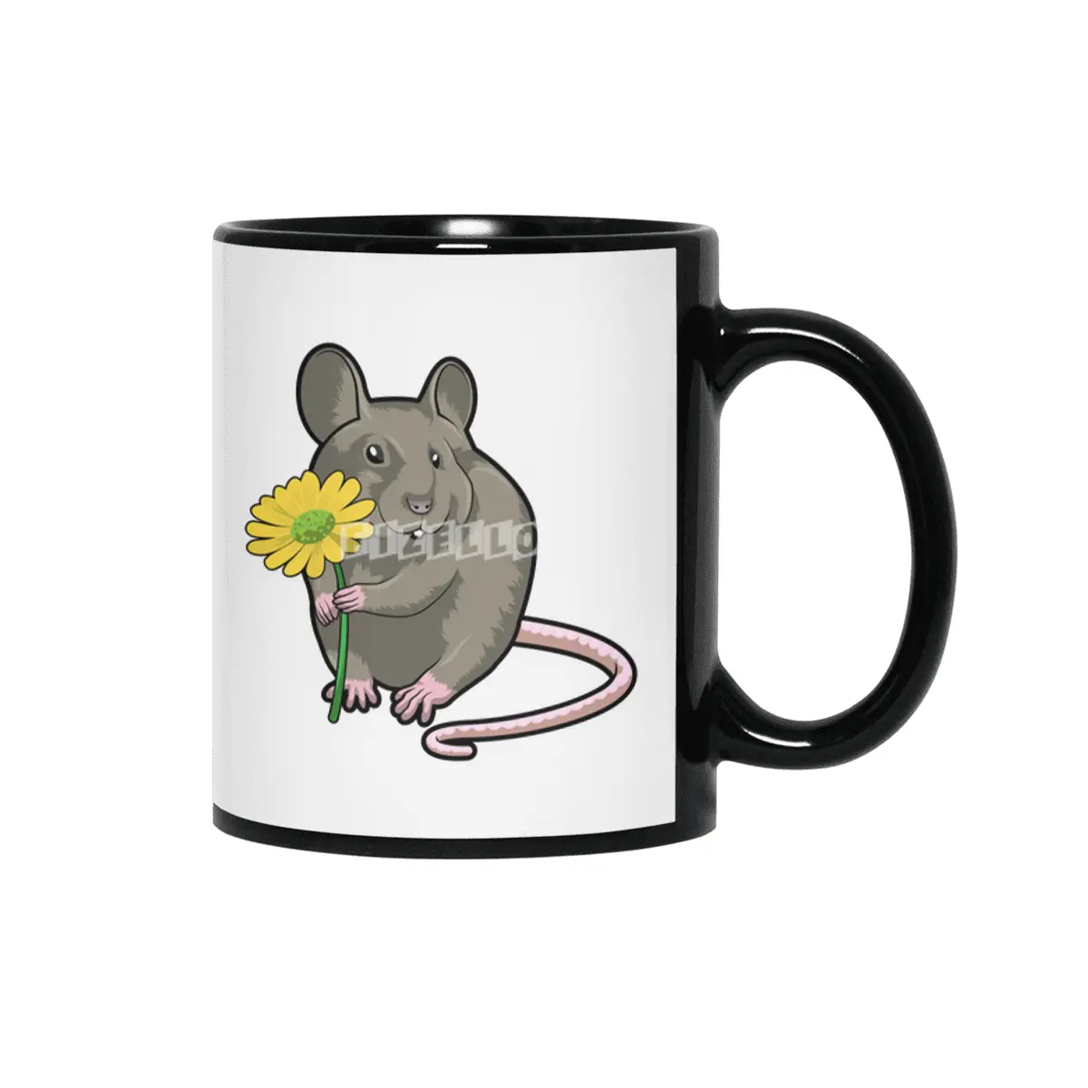 Rat with yellow Flower Siyah Kupa