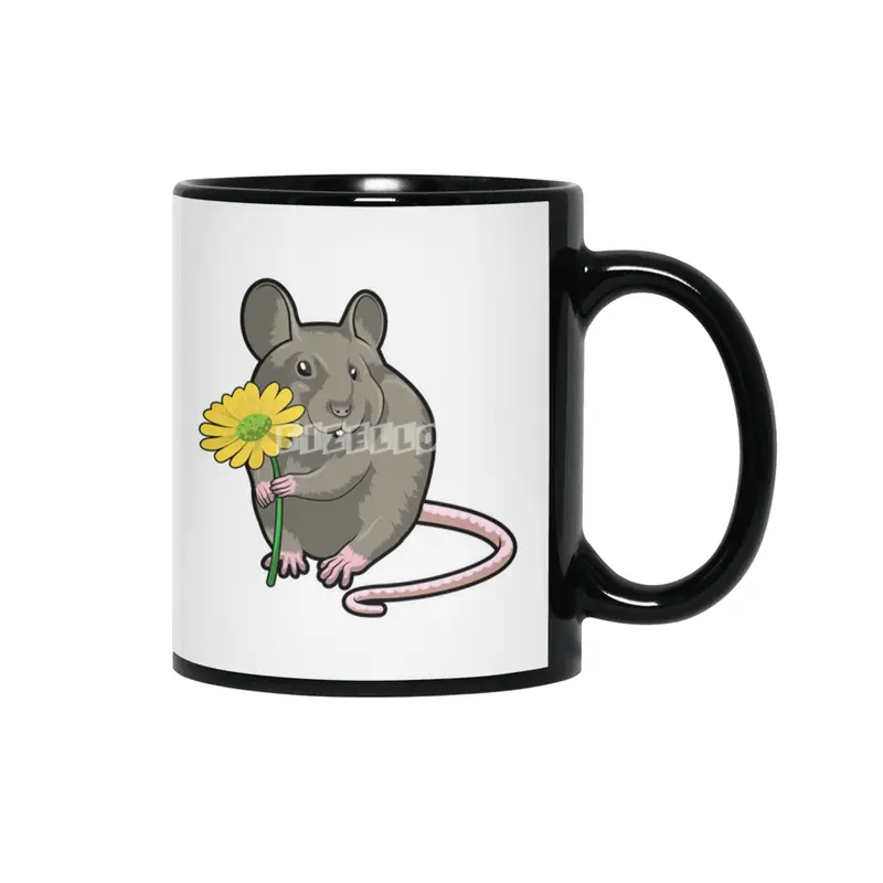 Rat with yellow Flower Siyah Kupa