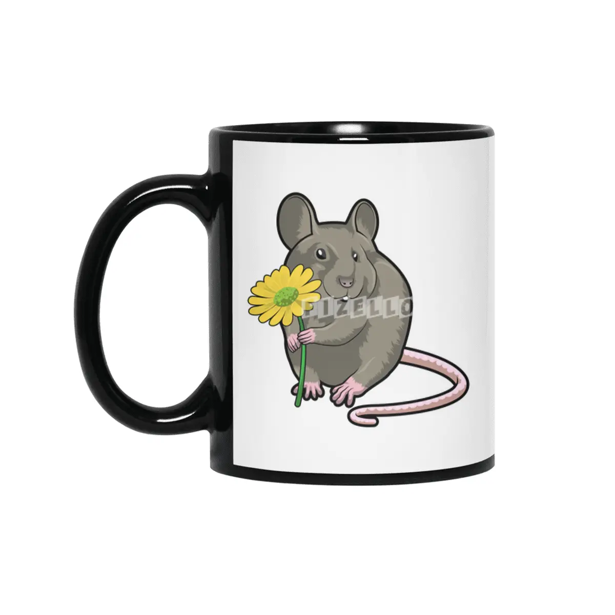 Rat with yellow Flower Siyah Kupa