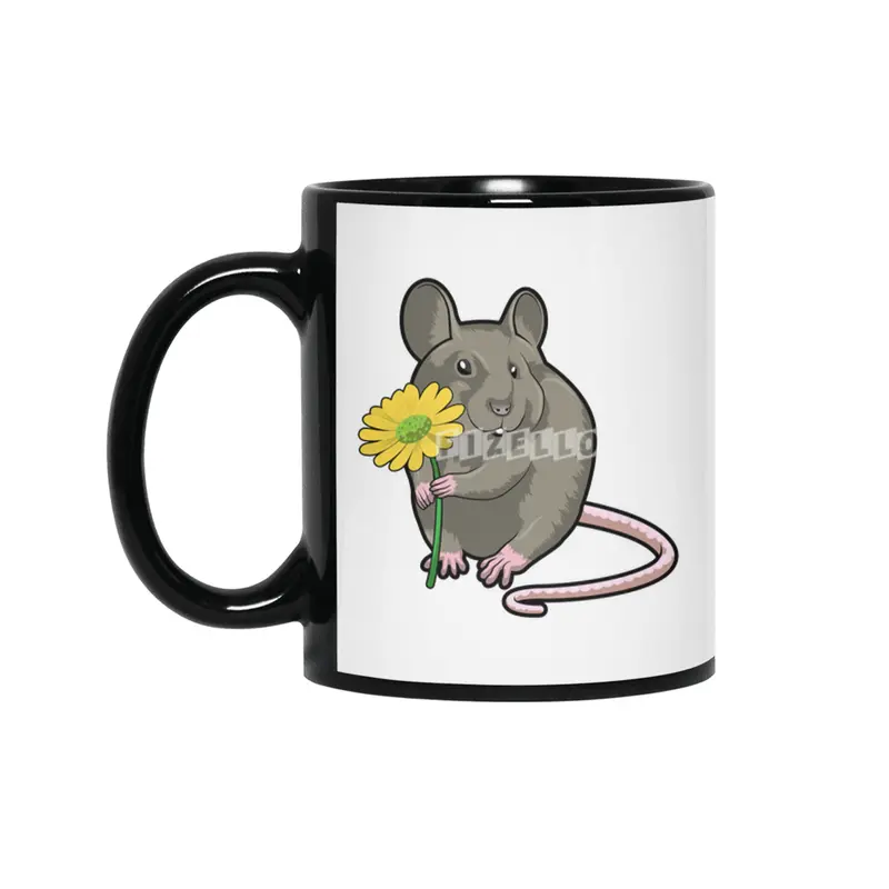 Rat with yellow Flower Siyah Kupa