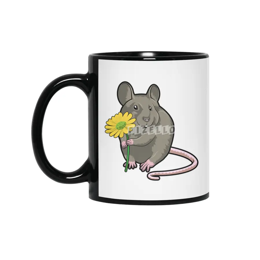 Rat with yellow Flower Siyah Kupa