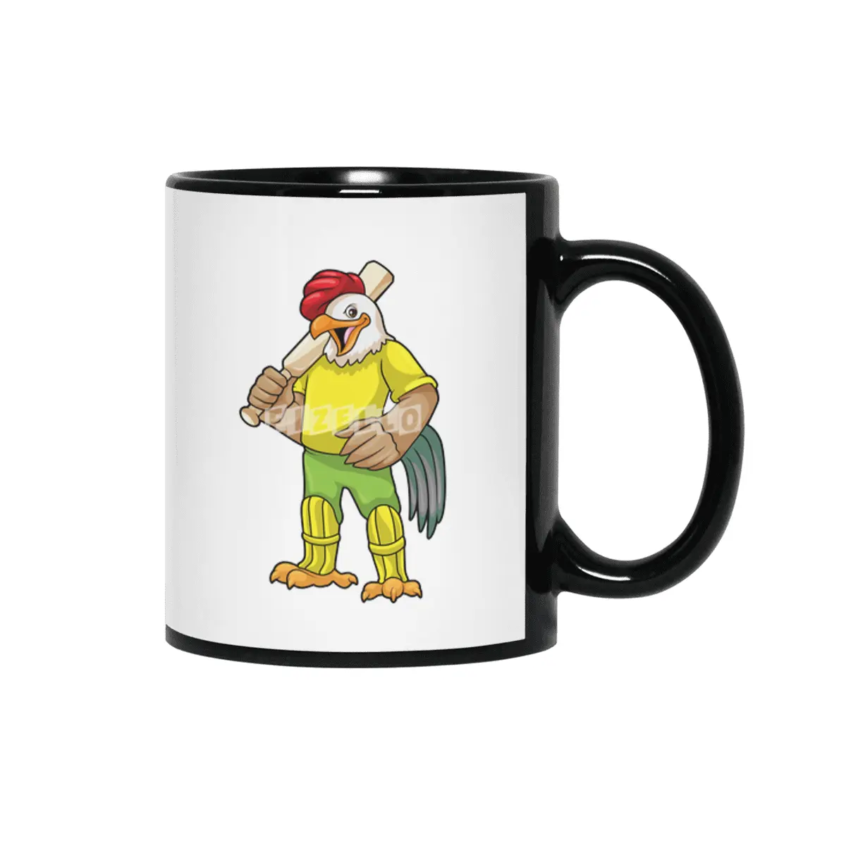 Rooster as Batsman with Cricket bat Siyah Kupa