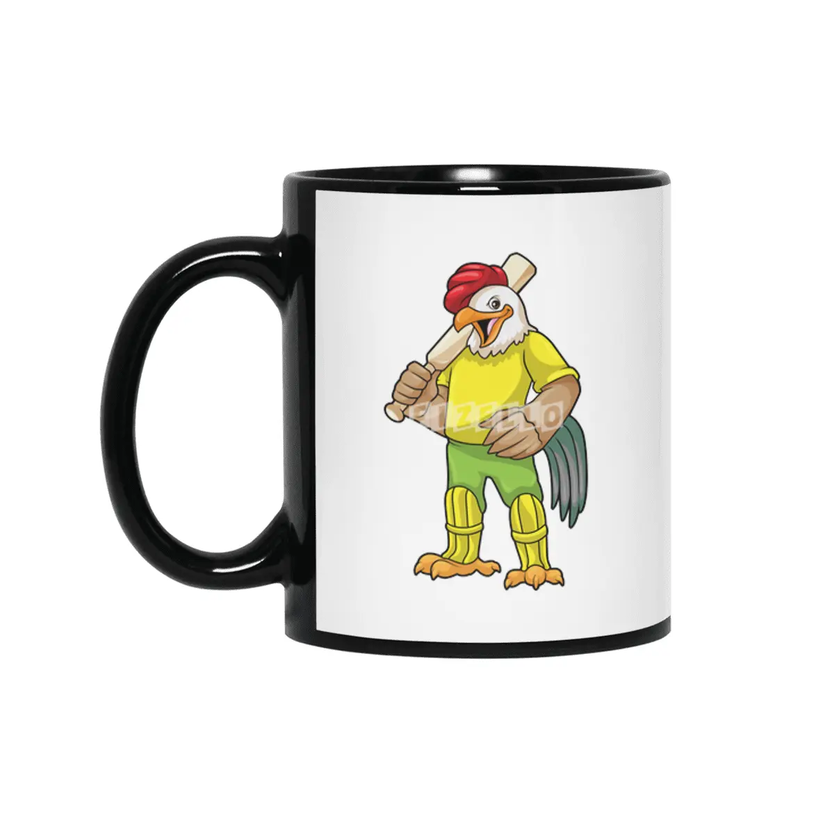 Rooster as Batsman with Cricket bat Siyah Kupa