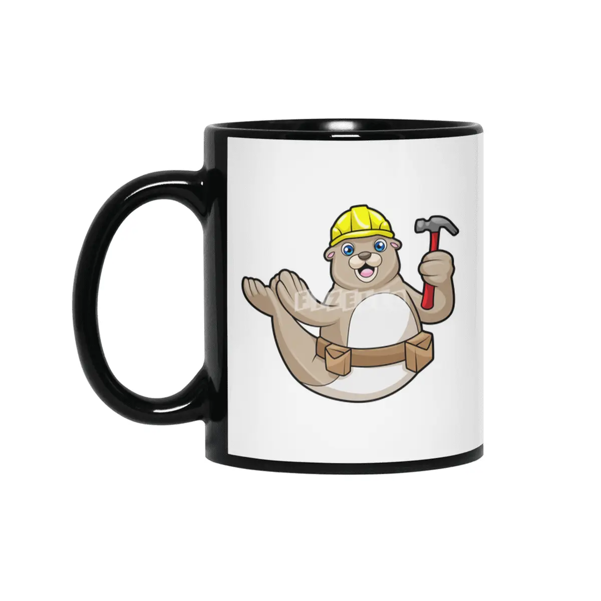 Seal as Carpenter with Hammer & Hat Siyah Kupa
