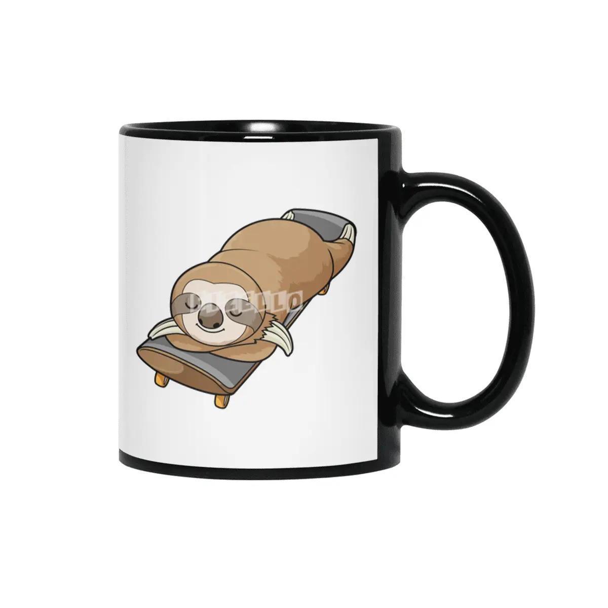 Sloth at Sleeping with Skateboard Siyah Kupa