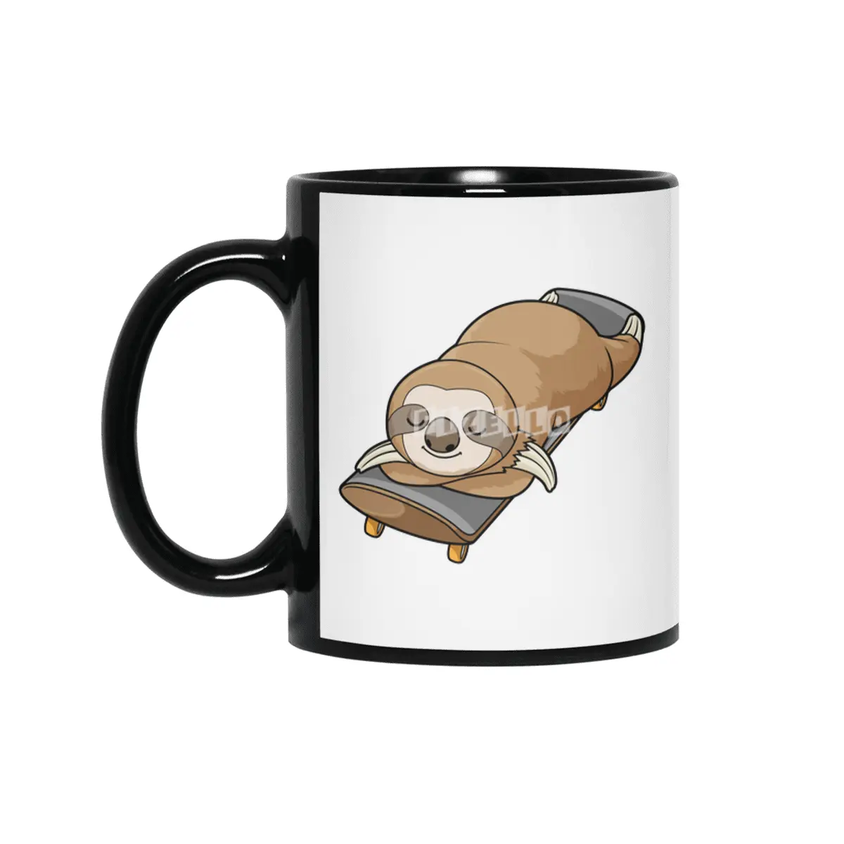 Sloth at Sleeping with Skateboard Siyah Kupa