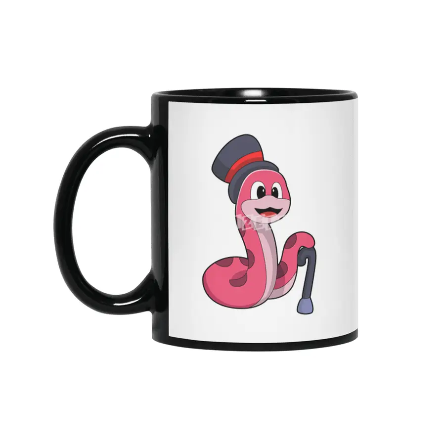 Snake as Gentleman with Hat & Walking stick Siyah Kupa
