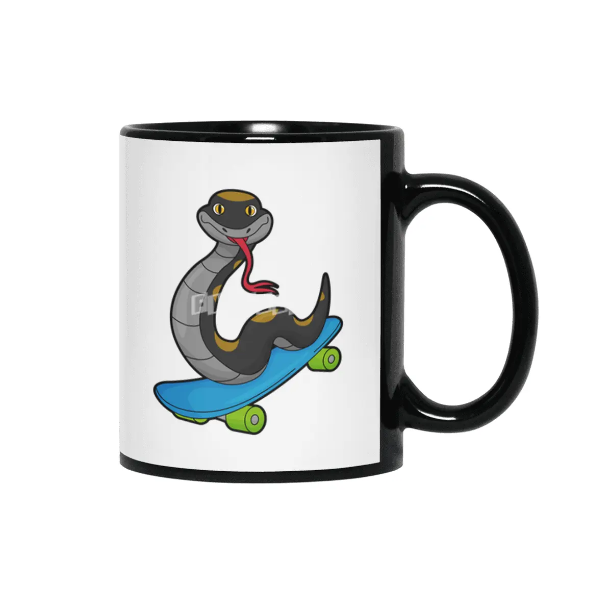 Snake as Skater with Skateboard Siyah Kupa
