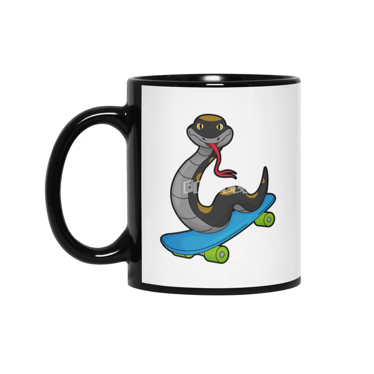 Snake as Skater with Skateboard Siyah Kupa