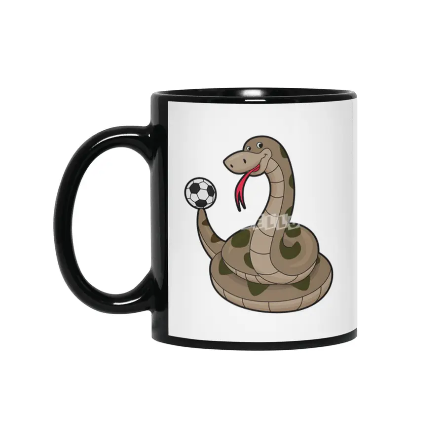 Snake as Soccer player with Soccer ball Siyah Kupa