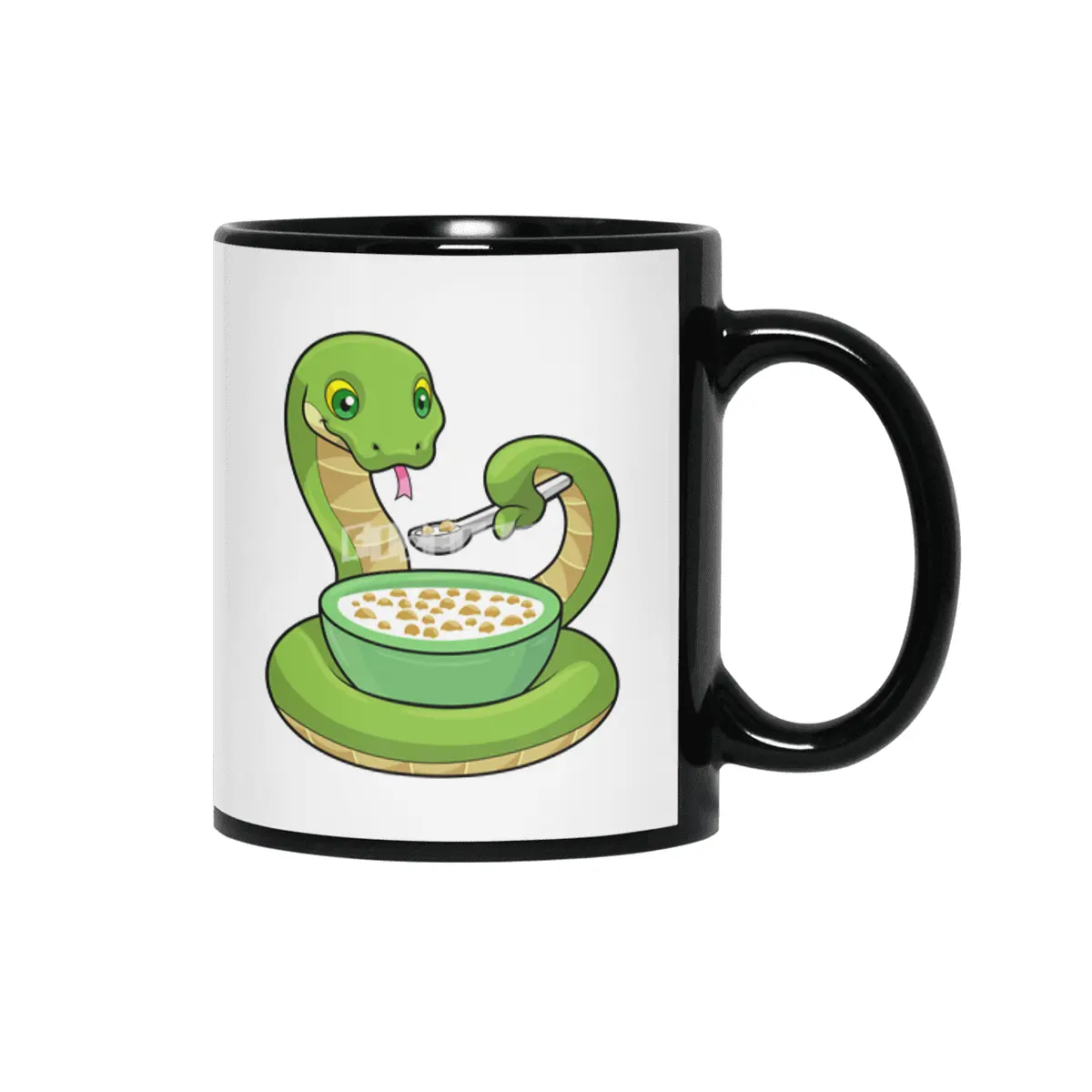 Snake at Eating with Muesli Siyah Kupa