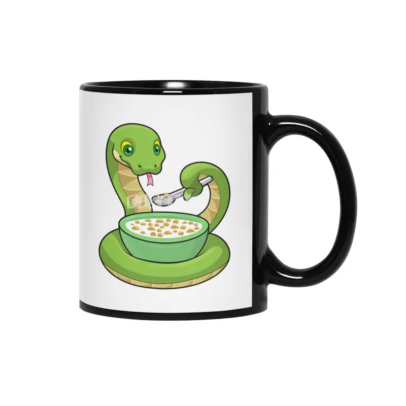 Snake at Eating with Muesli Siyah Kupa